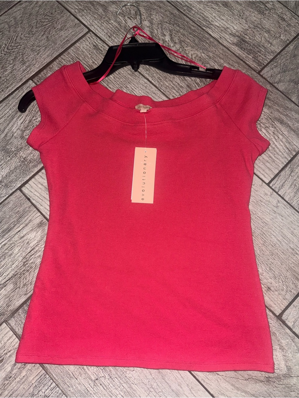 Pink Cap-Sleeve Knit Top